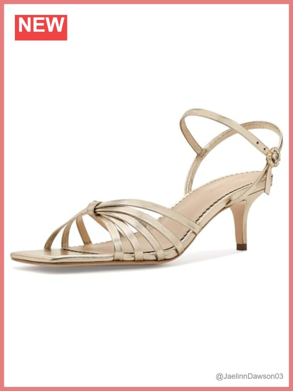 Gold Metallic Strappy Crystal Kitten Heel Sandals Wedding